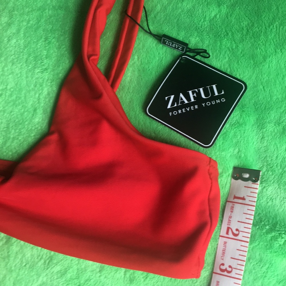Zaful Forever Young Front Tie Red Bikini Top - Picture 4 of 12
